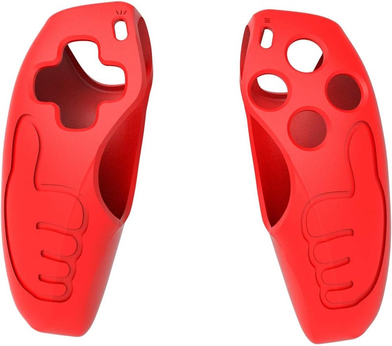 Asokex Skin for PS5 Controller Grips, Silicone Case Cover for PlayStation 5 Anti-Slip Protector with 10pcs Thumb Joysticks Caps (M Type-Red) - Image 2