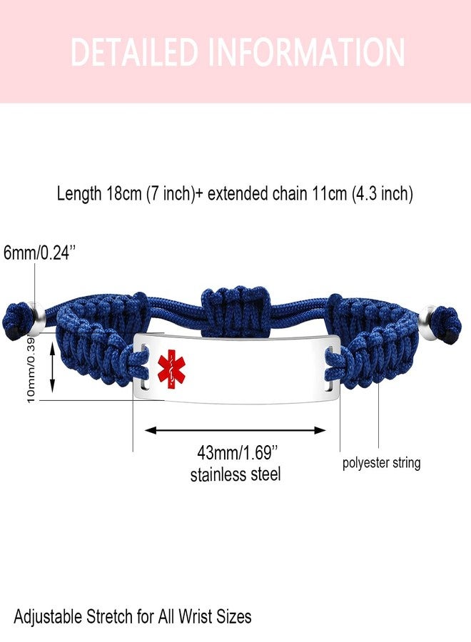 Tobestu Blue Handmade Woven Polyester String Bracelet for Men - Epilepsy Emergency Medical Tag Bracelets Y3944 - Image 3
