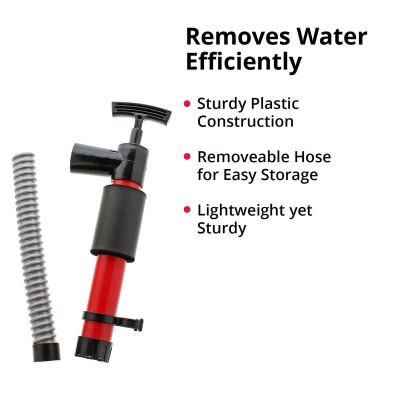 SeaSense Kayak Hand Pump - Manual Bilge Pump for Water Removal on Small Boats, Kayaks, Canoes, Bilges or Any Place Water Collects - 12" x 12" Hose - Image 2