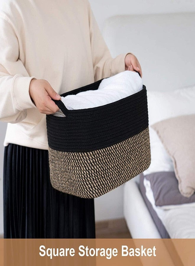 ALBY ☆LBY® jute Cotton Storage Gift Basket, Rectangle case for Closet, Packing, Wedding Packaging Organizer Box Jute Basket Handwoven Eco-Friendly Foldable Storage Basket Bins Organizer (Large, brown) - Image 5