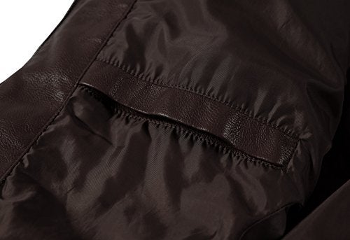 WULFUL Men's Stand Collar Leather Jacket Motorcycle Lightweight Faux Leather Outwear - Image 3