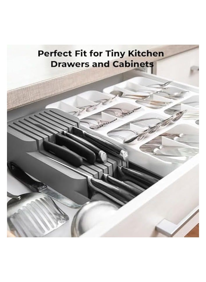 Green Tiger Knife Drawer Organizer | 2-Tier Plastic Knife Storage Insert for Kitchen Drawers | Compact & Space-Saving Knife Holder for Small and Large Knives | Cutlery Organizer for Kitchen Storage - Image 2