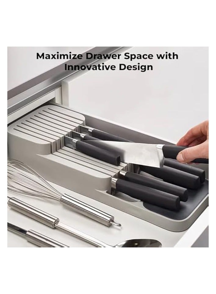 Green Tiger Knife Drawer Organizer | 2-Tier Plastic Knife Storage Insert for Kitchen Drawers | Compact & Space-Saving Knife Holder for Small and Large Knives | Cutlery Organizer for Kitchen Storage - Image 3