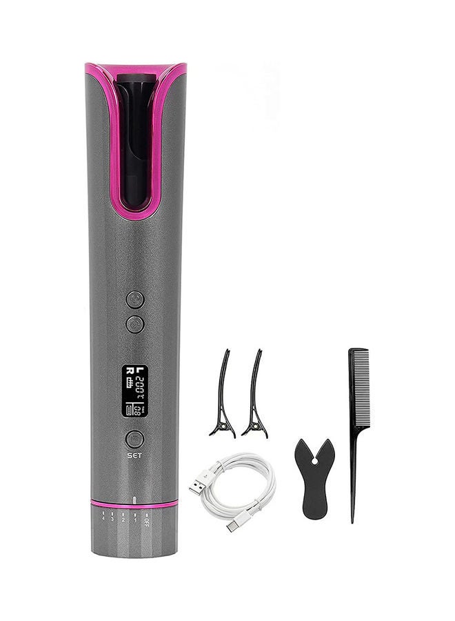 Portable Wireless Automatic Hair Curler with Smart LCD Display Grey Color 25x10x6.8cm Rechargeable via USB - Image 1