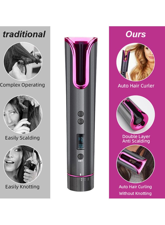 Portable Wireless Automatic Hair Curler with Smart LCD Display Grey Color 25x10x6.8cm Rechargeable via USB - Image 5