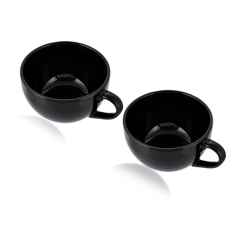 SkyKey Porcelain Stackable Cappuccino Lattee Coffee Cups Pack of 2 Black - Image 1