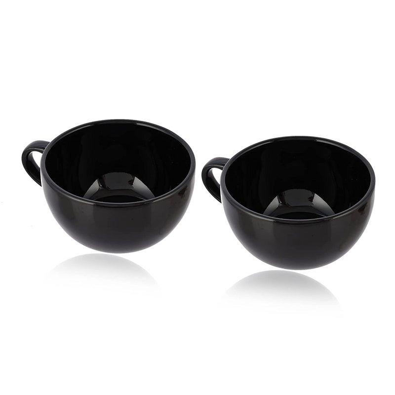 SkyKey Porcelain Stackable Cappuccino Lattee Coffee Cups Pack of 2 Black - Image 4