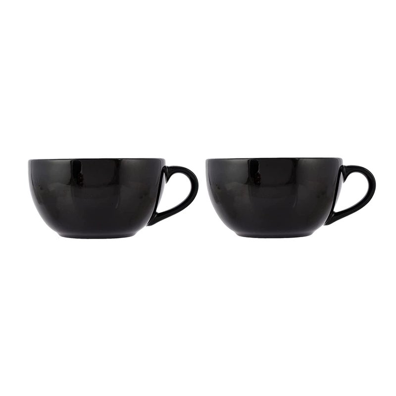 SkyKey Porcelain Stackable Cappuccino Lattee Coffee Cups Pack of 2 Black - Image 3