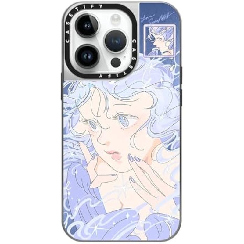 Casetify Mirror Case for iPhone 14 Pro Compatible with Magsafe - Seraph by SAITEMISS - Silver on Silver - Image 1