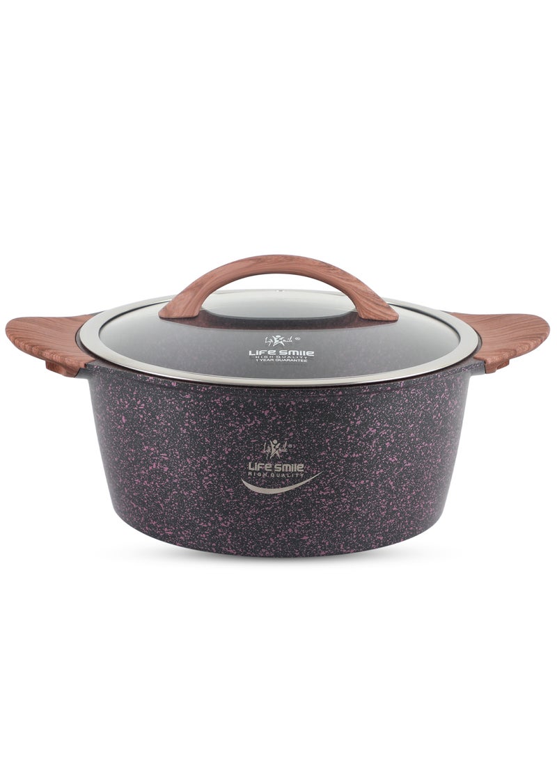 Life Smile 28cm (6.6 Liter) LIFE SMILE Cooking Pot | Granite Soup Pot With Glass Lid | Induction Base | Multi Layer Non-Stick Coating 100% PFOA Free | oven safe & Bakelite Handle  - Image 1
