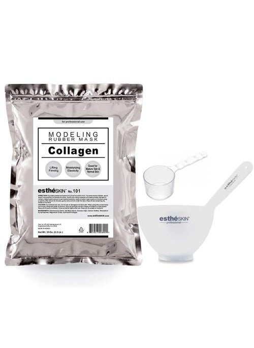estheskin Peel Off Type Modeling Mask for Facial, Skin Care, Professional Size, 35oz (2.2Pound) 1kg, 1 pack with 3pcs Mixing Bowl Set (101.Collagen) 