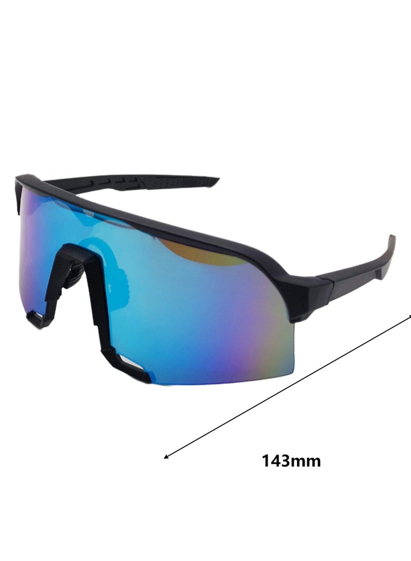 Generic Polarized Sports Sunglasses Cycling Glasses For Men And Women Driving Bicycle Running Fishing Golf Baseball Outdoor Glasses (Black frame blue film) - Image 2