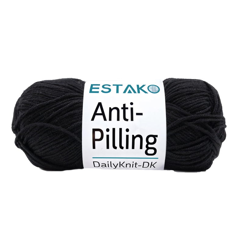 Estako DailyKnit-DK - 100% Anti-Pilling Acrylic Yarn - Soft DK Light Weight #3 - (3.52 oz / 273 Yds) - for Knitting & Crocheting (80092 - Black) - Image 1