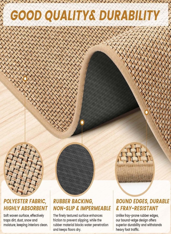 SMILOOL Front Door Mat Indoor Entrance, 17" x 30" Non-Slip Inside Door Mats for Entryway, Dirt Resistant and Absorbent Washable Doormat, Low Profile Entry Way Doormats, Floor Mats for House, Beige - Image 4