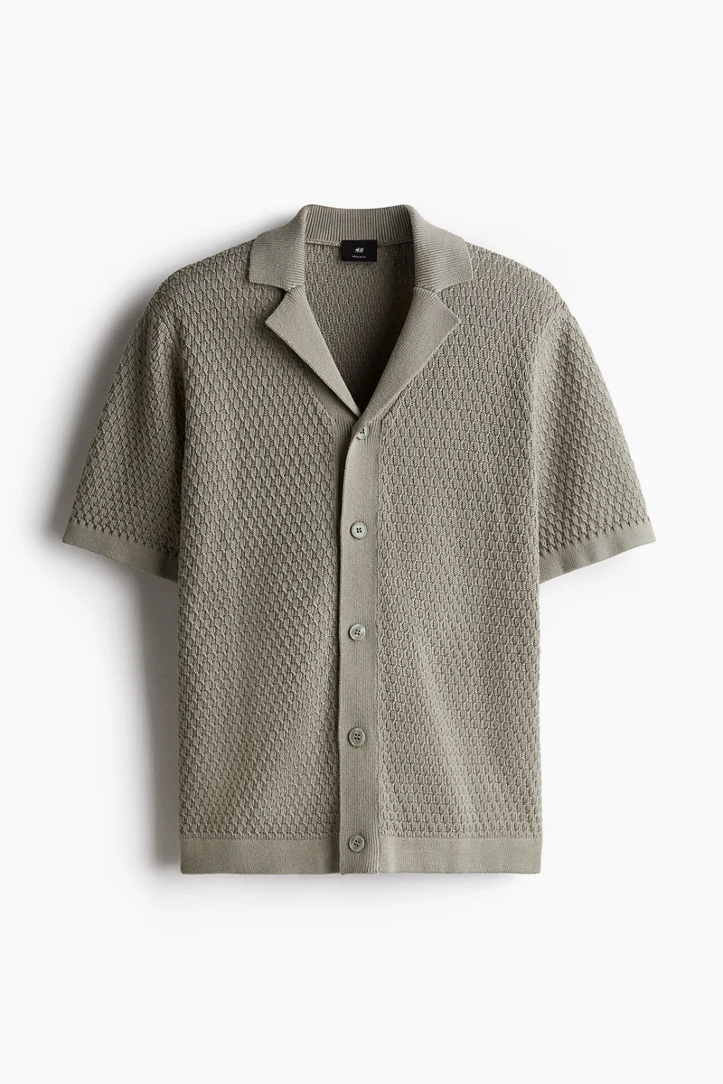H&M Regular Fit Textured-knit resort shirt