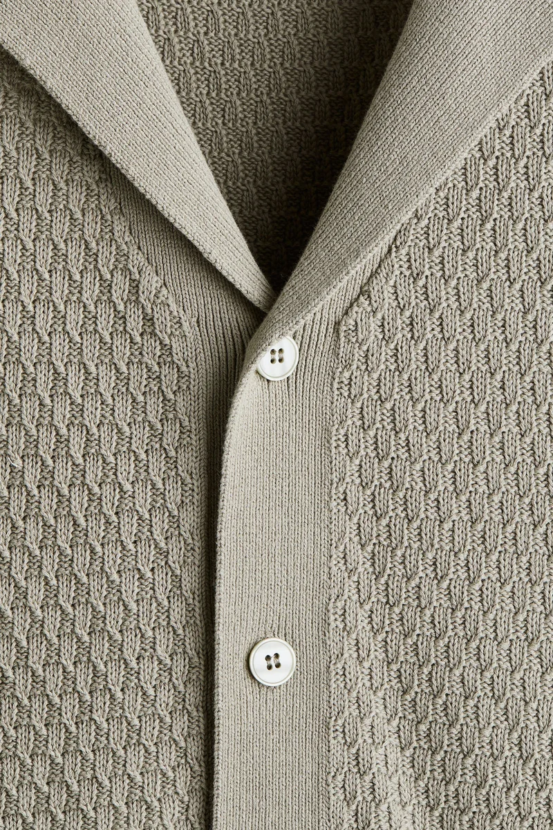 H&M Regular Fit Textured-knit resort shirt