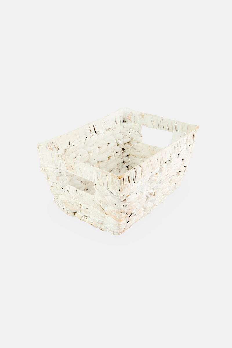 Oasis Home Woven Water Hyacinth Basket, White - Image 3
