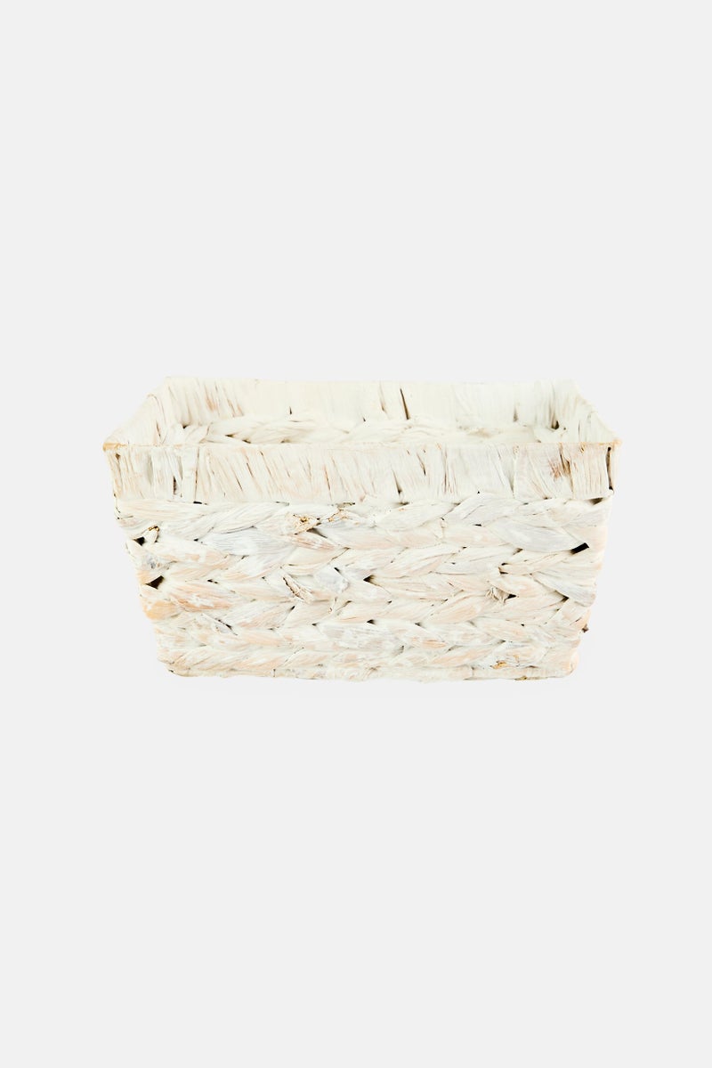 Oasis Home Woven Water Hyacinth Basket, White - Image 1