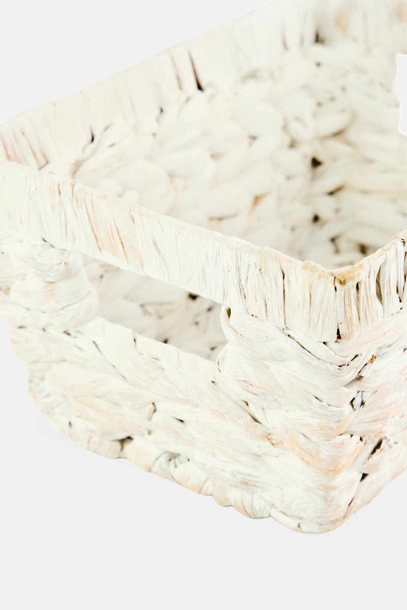 Oasis Home Woven Water Hyacinth Basket, White - Image 2