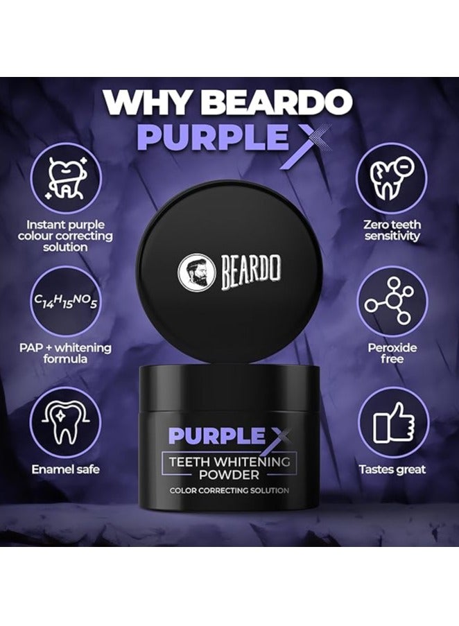 BEARDO Beardo PurpleX Teeth Whitening Powder, 50g | Stain Removal and Teeth Whitening Solution | Enamel Safe | Prevents Bad Breath | With Papain and Bromelain Enzymes for Stain removal | Peroxide Free - Image 2