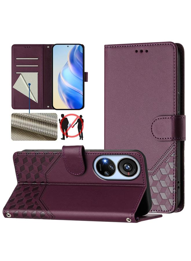 erorex Case For ZTE Blade V40s Honeycomb Embossing RFID Leather Phone Case - Image 1