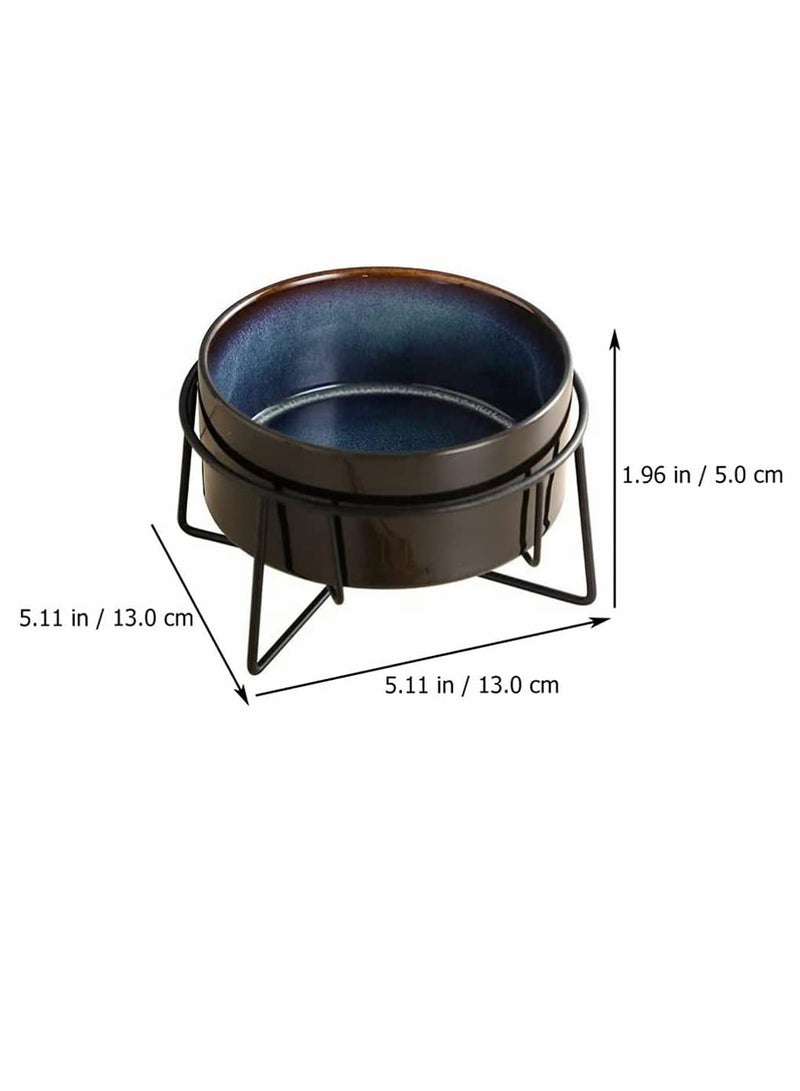 Cat Food Bowl With Iron Stand Ceramic Ceramic Round Pet Food and Water Holder Bowl Feeding Dish for Home Suitable for Cats and Puppy 13 X 13 cm - Image 5