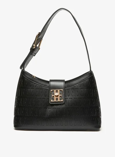 ELLE Women Monogram Laser Cut Shoulder Bag with Zip Closure