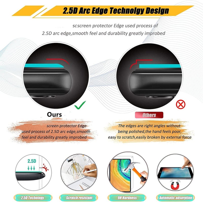 【2 Pack】 Screen Protector Compatible With Huawei Matepad Pro 10.8 2021, Scratch Resistant Hd Transparent 9H Hardness Tempered Glass Flat Protective Film (Matepad Pro 10.8 (2021), Clear) - Image 5