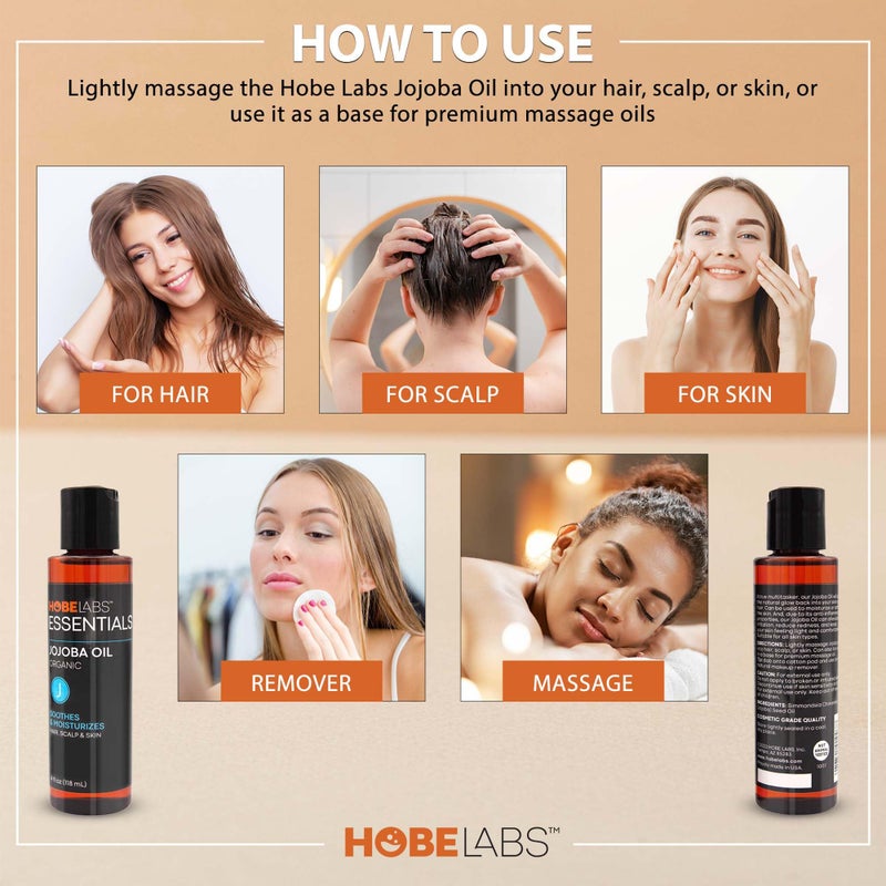 Hobe Labs 100% Pure Jojoba Oil - 4 oz - Moisturizing Body Oil - Image 3