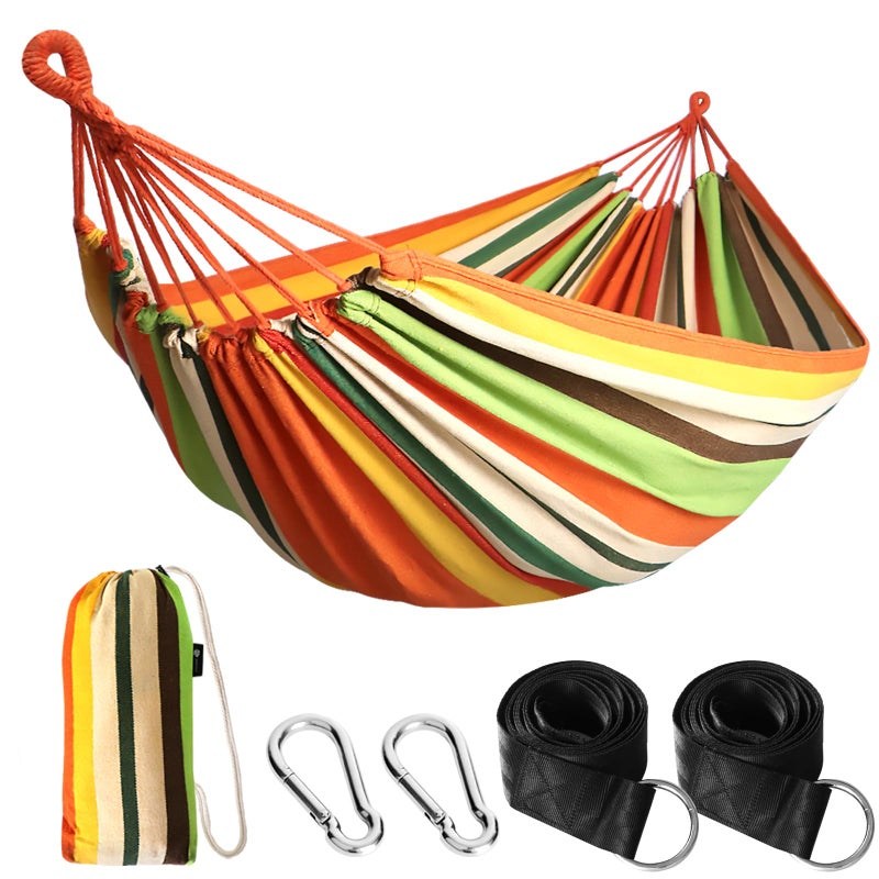 ANYOO Cotton Hammock Portable Camping Hammocks for Hanging Sturdy Garden Comfortable Fabric Hammock with Tree Straps Up to 660lbs with Travel Bag for Camping Outdoor/Indoor Patio Backyard - Image 1