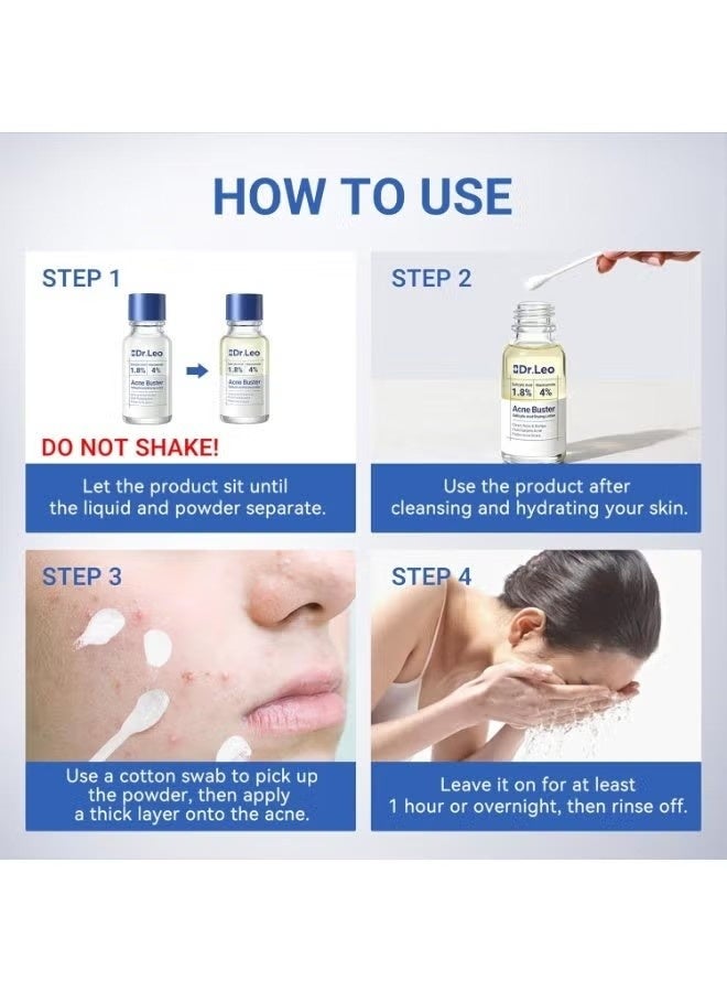 Dr.Leo 1.8% Salicylic Acid Spot Serum, Acne Treatment for Acne-Prone Sensitive Skin | Niacinamide, Fast Pimple Relief, Fades Acne Marks, Overnight & Period Breakouts, 0.34fl oz (20 ml) - Image 3