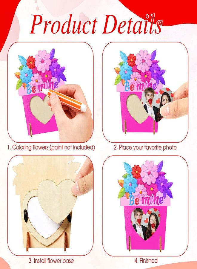Geelin 12 Sets Valentine's Day Wooden DIY Picture Frames Craft, Unfinished Heart Photo Frames to Paint for Valentine's Day Craft Art, Home Decor, Classroom Activities, Party Games(Classic) - Image 4