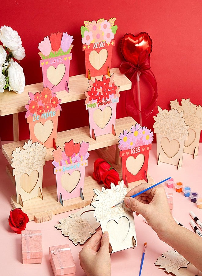 Geelin 12 Sets Valentine's Day Wooden DIY Picture Frames Craft, Unfinished Heart Photo Frames to Paint for Valentine's Day Craft Art, Home Decor, Classroom Activities, Party Games(Classic) - Image 2
