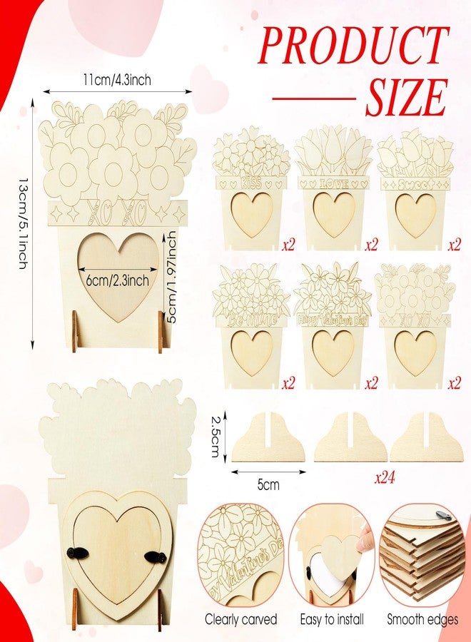 Geelin 12 Sets Valentine's Day Wooden DIY Picture Frames Craft, Unfinished Heart Photo Frames to Paint for Valentine's Day Craft Art, Home Decor, Classroom Activities, Party Games(Classic) - Image 3