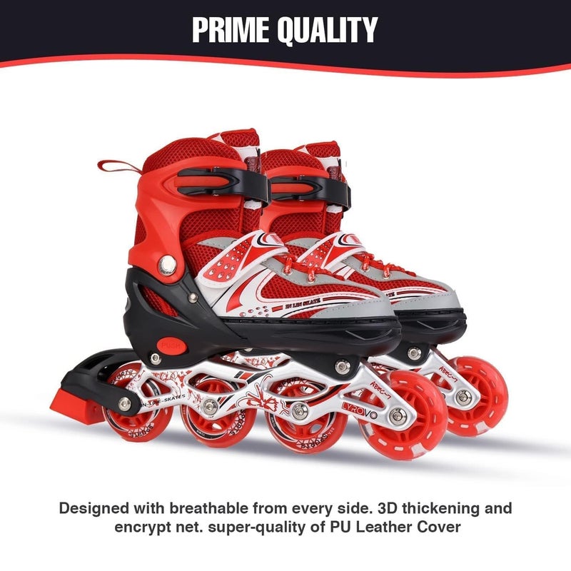 TEKCOOL 4 Wheels Adjustable Inline Skates Skating Shoes for Boys Kids Girls Skating Shoe Adjustable Roller Blades PU Strong Wheels Aluminium with LED Flash Light on Wheels - Image 3