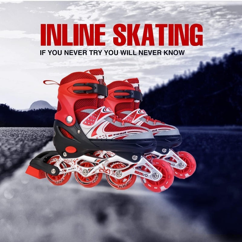 TEKCOOL 4 Wheels Adjustable Inline Skates Skating Shoes for Boys Kids Girls Skating Shoe Adjustable Roller Blades PU Strong Wheels Aluminium with LED Flash Light on Wheels - Image 2