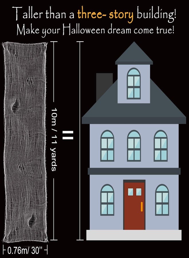 Whaline Halloween Creepy Cloth, 32.8 x 2.5ft Decor Drape for Doorways, Entryways, Windows Cover Gauze for Haunted House Party (White) - Image 2