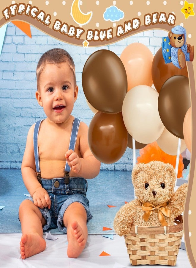 Hollowfly 6 Sets Bear Baby Shower Party Decoration Table Decor Centerpieces Include 6 Stuffed Plush Bears 6 Bamboo Baskets 60 Colorful Balloons 12 Balloon Stands for Birthday Party Supplies(Brown) - Image 4
