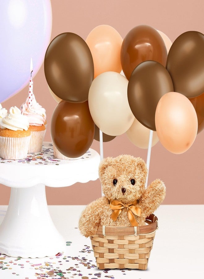 Hollowfly 6 Sets Bear Baby Shower Party Decoration Table Decor Centerpieces Include 6 Stuffed Plush Bears 6 Bamboo Baskets 60 Colorful Balloons 12 Balloon Stands for Birthday Party Supplies(Brown) - Image 3