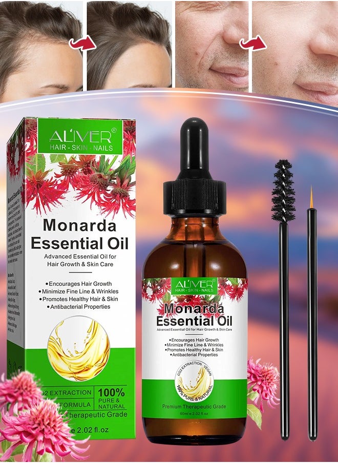 ALIVER - 60ml Monarda Oil for Hair Growth 100% Pure Natural Co2 Extraction Monarda Essential Oil for Hair & Skin Reduce Fine Lines & Wrinkles Promotes Hair Eyelash Eyebrow Growth & Antibacterial - Image 1