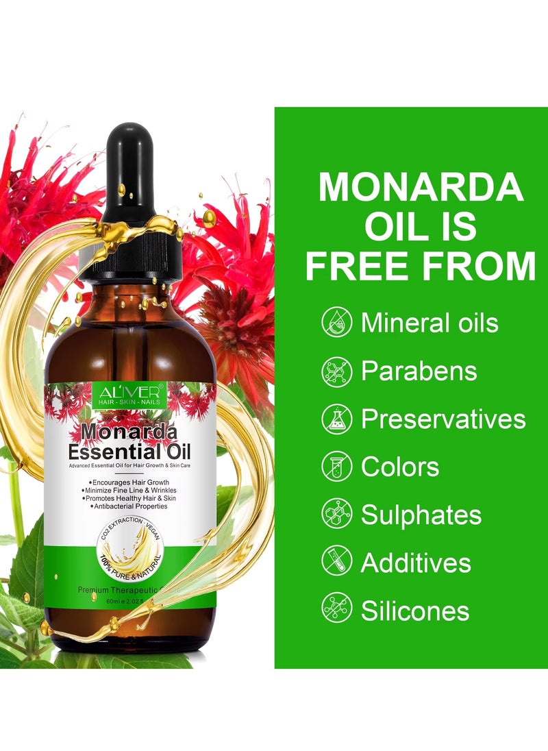 ALIVER - 60ml Monarda Oil for Hair Growth 100% Pure Natural Co2 Extraction Monarda Essential Oil for Hair & Skin Reduce Fine Lines & Wrinkles Promotes Hair Eyelash Eyebrow Growth & Antibacterial - Image 1