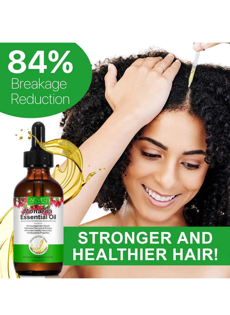 ALIVER - 60ml Monarda Oil for Hair Growth 100% Pure Natural Co2 Extraction Monarda Essential Oil for Hair & Skin Reduce Fine Lines & Wrinkles Promotes Hair Eyelash Eyebrow Growth & Antibacterial - Image 1