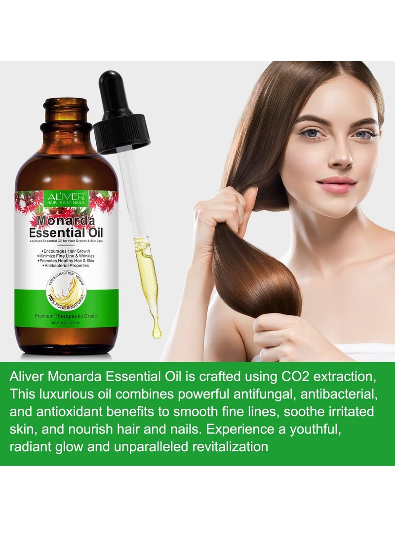 ALIVER - 60ml Monarda Oil for Hair Growth 100% Pure Natural Co2 Extraction Monarda Essential Oil for Hair & Skin Reduce Fine Lines & Wrinkles Promotes Hair Eyelash Eyebrow Growth & Antibacterial - Image 1