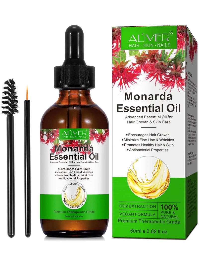 ALIVER - 60ml Monarda Oil for Hair Growth 100% Pure Natural Co2 Extraction Monarda Essential Oil for Hair & Skin Reduce Fine Lines & Wrinkles Promotes Hair Eyelash Eyebrow Growth & Antibacterial - Image 1