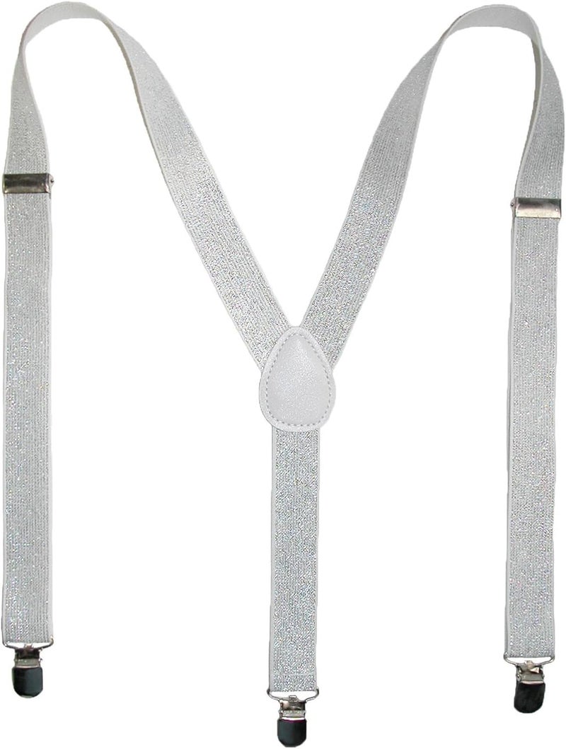 CTM Women's Elastic Glitter Clip-End Suspenders - Image 4