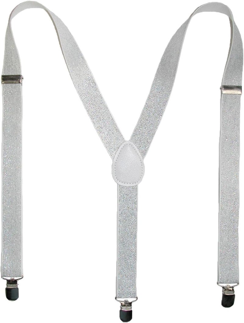 CTM Women's Elastic Glitter Clip-End Suspenders - Image 1