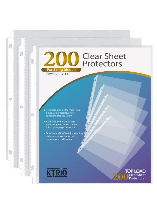 KTRIO Sheet Protectors 8.5 X 11 Inch Clear Page Protectors For 3 Ring Binder, Plastic Sleeves For Binders, Top Loading Paper Protector Letter Size, 200 Pack  - Image 1