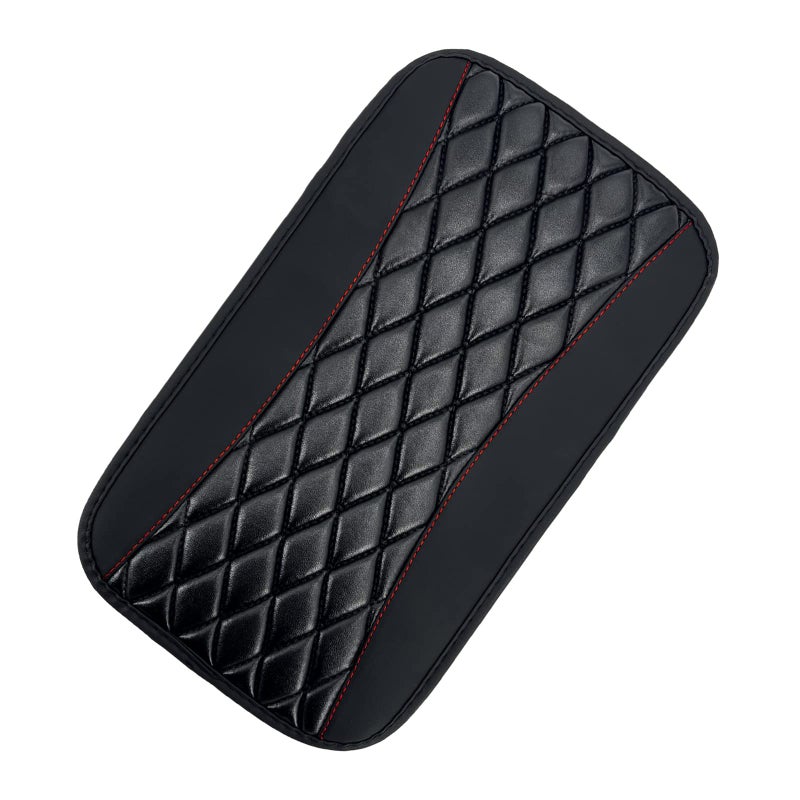 tobenbone Car Center Console Pad Leather Waterproof Armrest Seat Box Cover Pad Protector Comfortable Car Interior Accessories for Most Cars Trucks SUVs Black