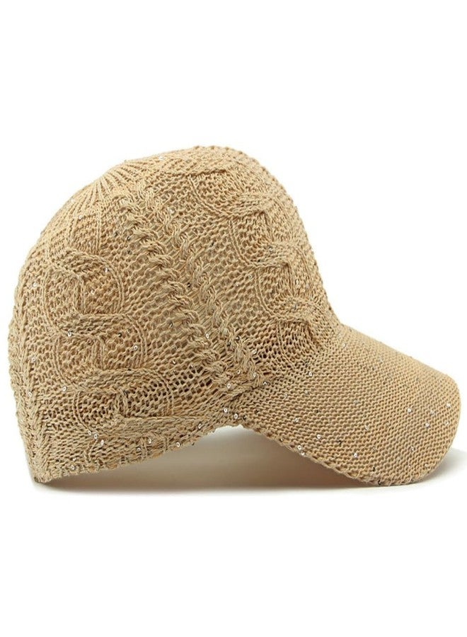 FASHIXD Women's Glitter Mesh Baseball Cap - Breathable Adjustable Sun Hat for Beach & Sports (US, Alpha, One Size, Dark Khaki) - Image 3