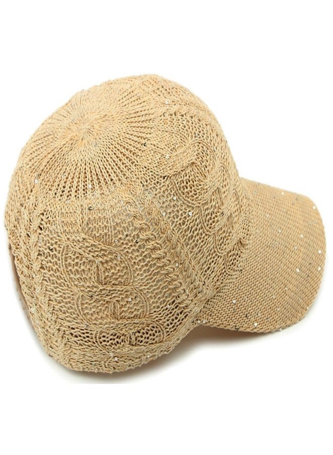 FASHIXD Women's Glitter Mesh Baseball Cap - Breathable Adjustable Sun Hat for Beach & Sports (US, Alpha, One Size, Dark Khaki) - Image 4